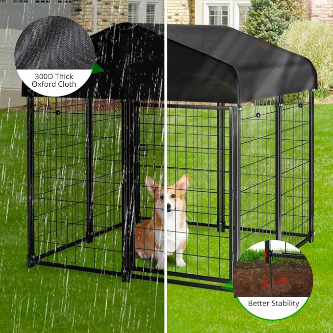 Dog Kennel Outdoor with Roof, Heavy Duty Dog Crate with UV-Resistant Waterproof - Image 5