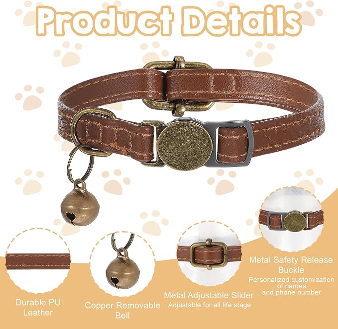 2 Pcs PU Leather Cat Collar Breakaway - Image 5