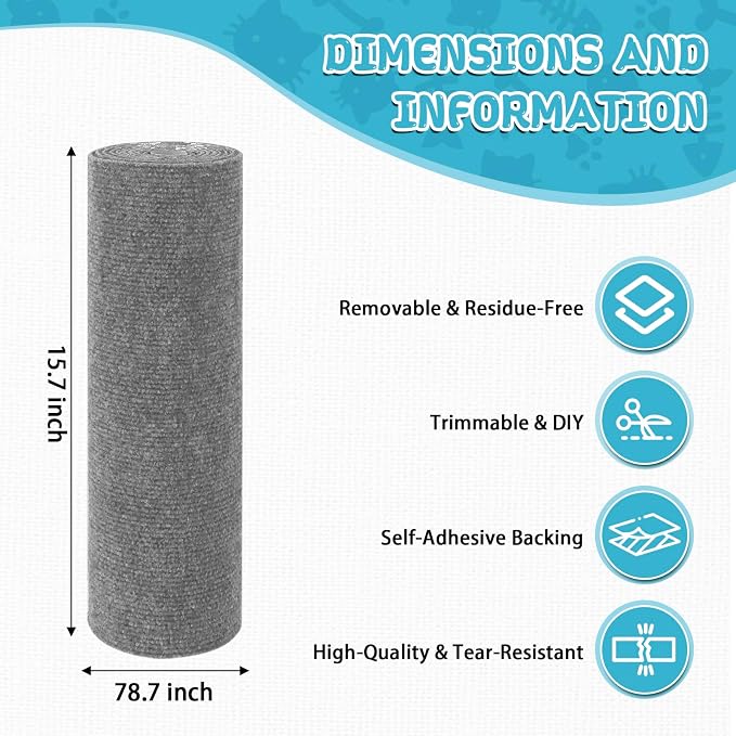 Climbing Cat Scratcher Mat Trimmable Cat Scratching Post Carpet 78.7’’x15.8’’ - Image 2