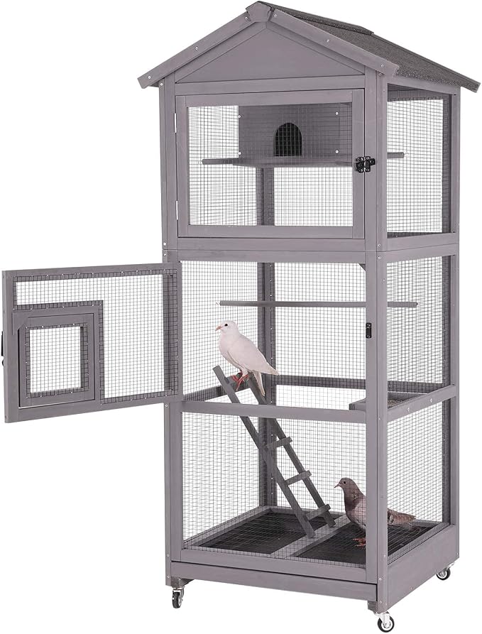 Aivituvin Outdoor Bird Cage Large Wooden Bird Aviary - Image 4