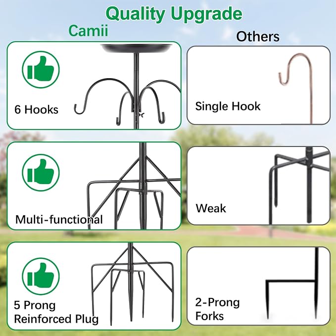 4-Hook Shepherds Hooks for Outdoor, Adjustable Garden Hook for Plant Baskets - Image 3