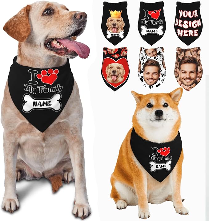 Custom Dog Bandana for Cat Dog Pet Add Your Design Personalized Neckwear by Custom