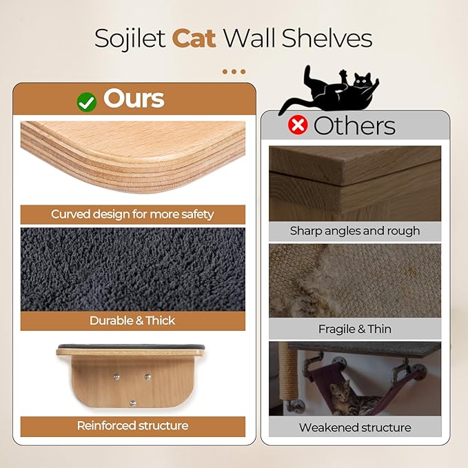 Cat Wall Shelves for Cat Wall Steps, Wooden Floating Modern Mounted Space - Image 6
