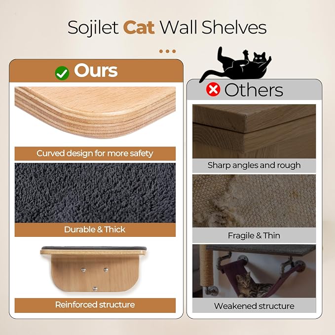 Cat Wall Shelves for Cat Wall Steps, Wooden Floating Modern Mounted Space - Image 5