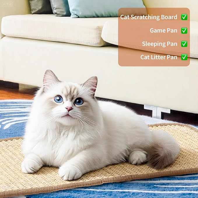 4 Pack Cat Scratcher Mat, 15.7x7.8 Inch Sisal Scratching Pad - Image 4