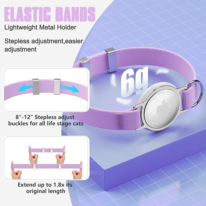 AirTag Cat Collar, Ultra Elastic Cat Tracker Collar, Airtag Holder Compatible - Image 5