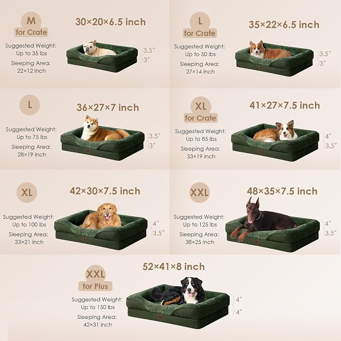 EHEYCIGA Orthopedic XL Dog Bed for Large Sized Dog, Waterproof Liner & Washable - Image 2