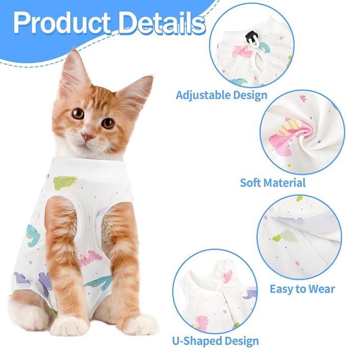 Coppthinktu Cat Recovery Suit Female, Breathable Cat Onesie After Surgery Female - Image 2