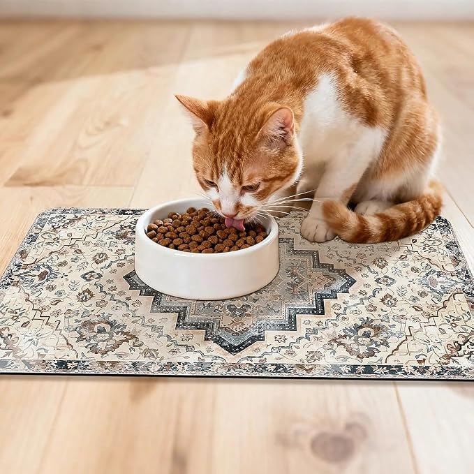 Dog Food Mat for Pet Cat Food Mat, Boho Absorbent Quick Dry Dog Bowl Mats for - Image 7