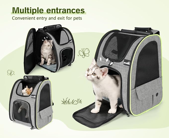 Pecute Cat Backpack Carrier XL, Expandable Pet Backpack Curtain Design - Image 6