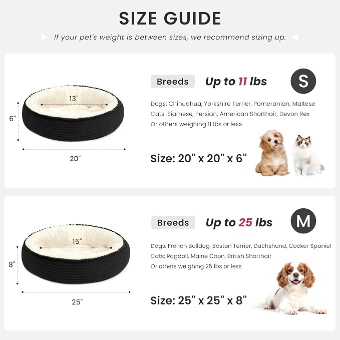 Love's cabin Round Donut Cat and Dog Cushion Bed, 20in Pet Bed - Image 3