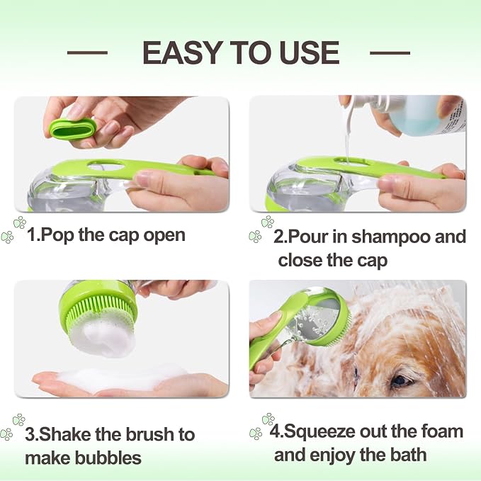 Pet Bath Brush, 2 Pack Dog Bath Brush 2 in 1 Cat Shampoo Brush - Image 4