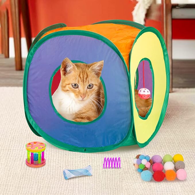 Retro Shaw 33Pcs Cat Toys for Indoor Cats Kitten, Collapsible Play Tunnel - Image 5