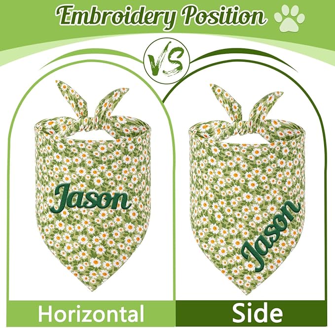 Personalized Dog Bandana with Embroidered Name, Custom Neckwear Dog Scarf - Image 3