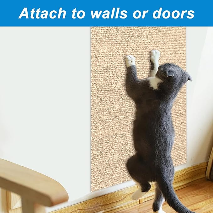 4 Pack Cat Scratch Mats 24”x16”, Self-Adhesive Trimmable Cat Scratching Post - Image 5