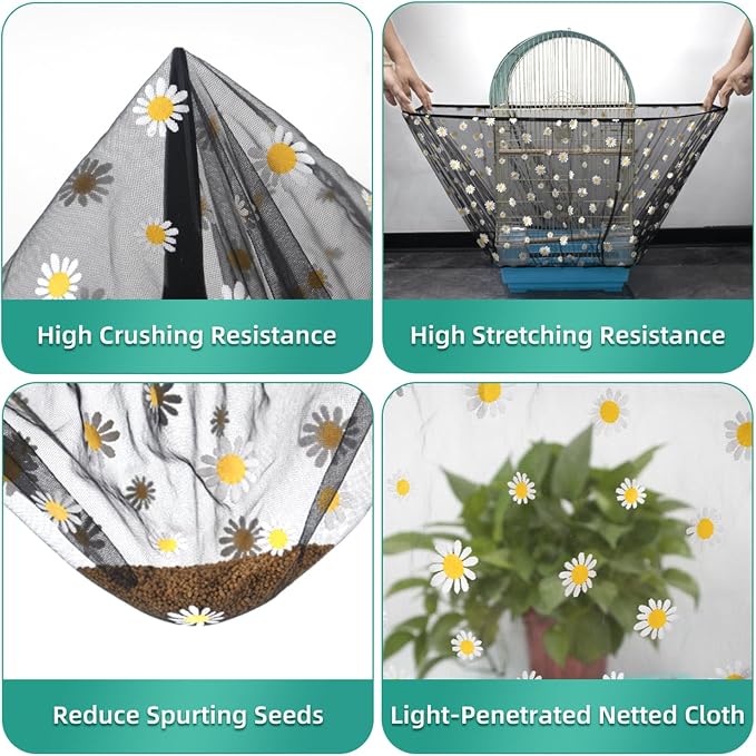 Bird Cage Seed Catcher, Seed Catcher Guard Net Cover, Parrot Nylon Mesh Net - Image 2