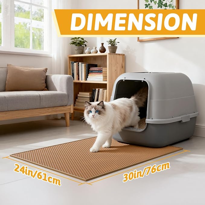 Pieviev Cat Litter Mat Double Layer Waterproof Urine Proof Trapping Mat 1 Pack - Image 2