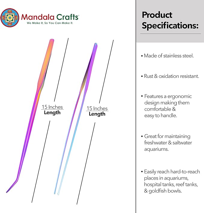 Mandala Crafts 15 Inches Rainbow Stainless Steel Straight and Curved Aquarium - Image 3