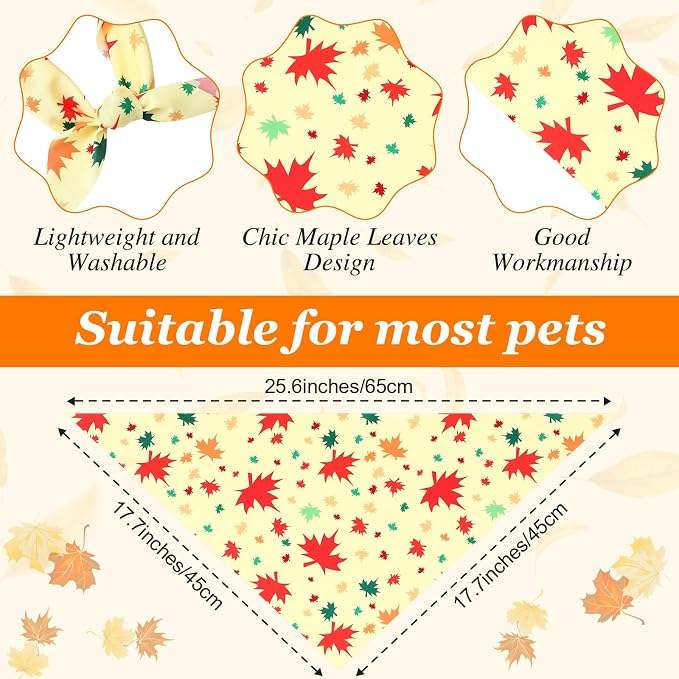 Chunful 100 Pieces Thanksgiving Dog Bandanas Bulk Fall Autumn Pet Bandanas - Image 3