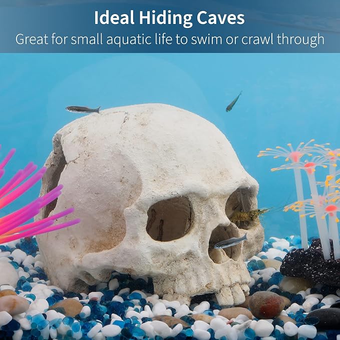 Uniclife Aquarium Skull Reptile House Decor Resin Head Skeleton Ornament - Image 2
