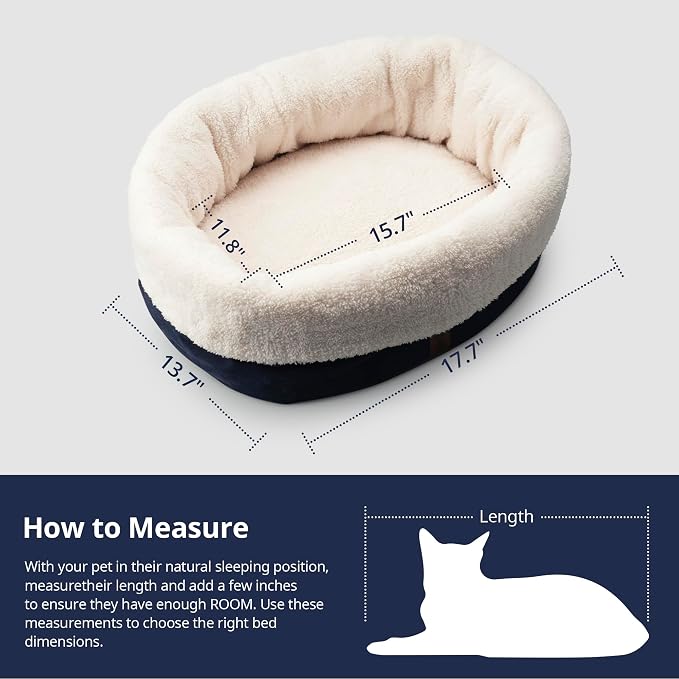 Self Warming Cat Bed, 17.7" x 13.7" Anti-Slip Soft Round Thermal Pet Cushion Bed - Image 5