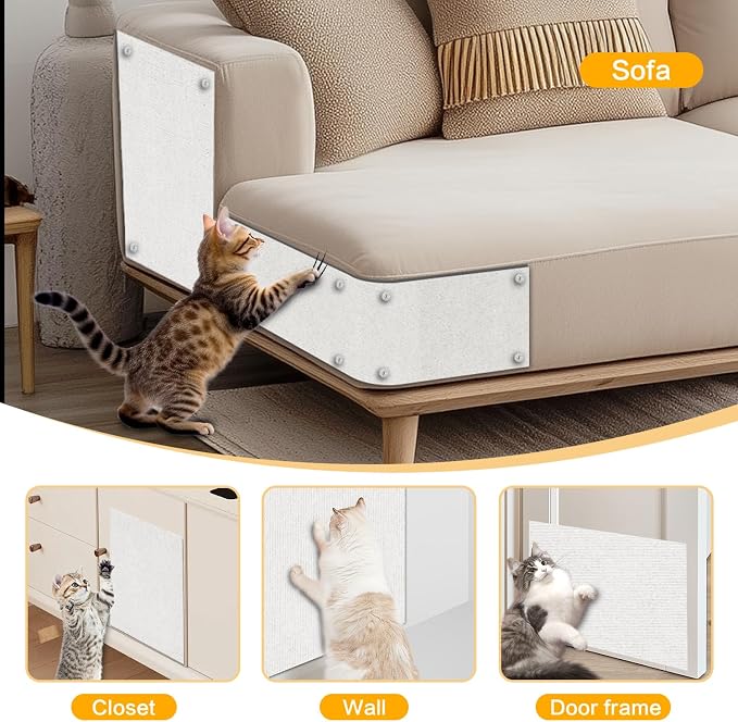Cat Scratch Mat, 118.5"x17.4" Trimmable Self-Adhesive Cat Scratch Furniture - Image 8