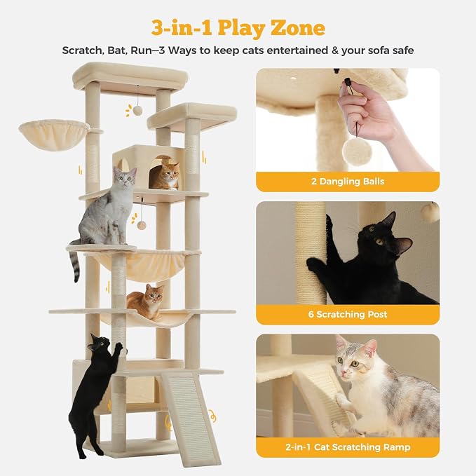 81" Heavy Duty Cat Tree for Large Cats up to 20lbs - Image 6
