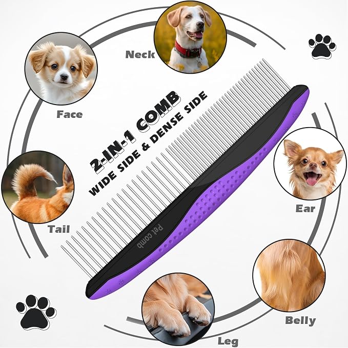 3PCS Pet Grooming Rake & Metal Comb & Flea Comb - Image 4