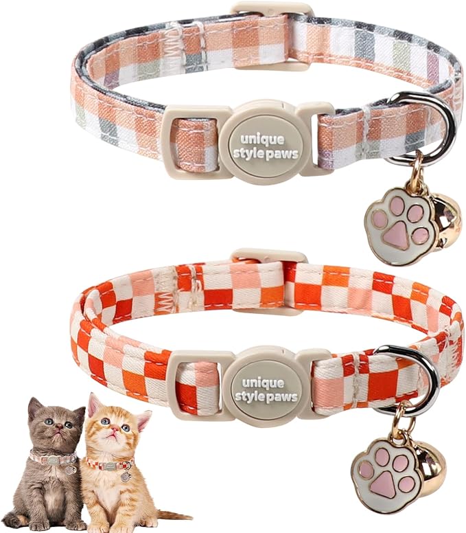 Unique Style Paws Orange Cat Collar, Cute Cat Collars by Uniquestylepaws