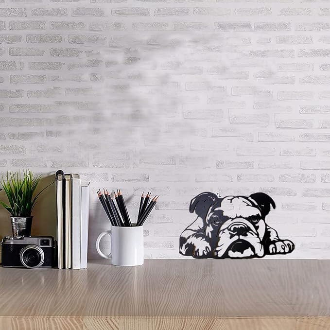 PHJYMXZSNA Black 3D Dog Head Decor Metal Bulldog Wall Sculpture Unique Modern - Image 4