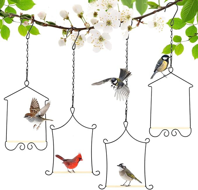 4PK Metal Frame Hummingbird Swings and Perches by XYADX