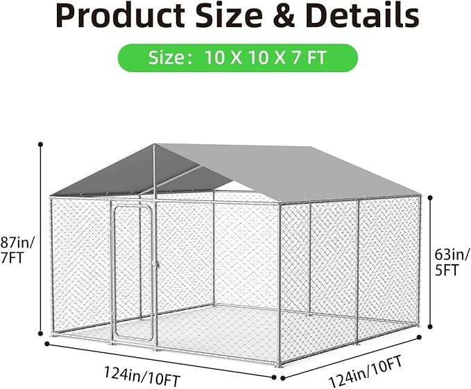 10x10 FT Outdoor Dog Kennel Outside - Image 7