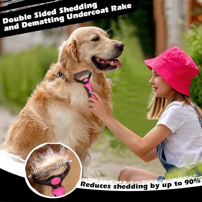 3PCS Self Cleaning Slicker Brush & Pet Grooming Rake & Flea Comb - Image 3