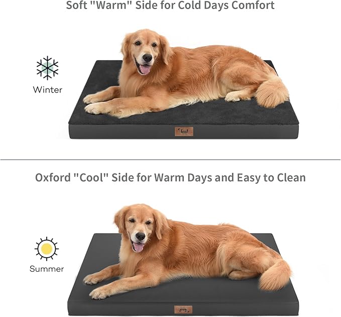Plush Dog Bed for Medium Dogs, Waterproof Dog Crate Mat Orthopedic Egg Crate - Image 3