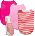 3 Pcs Cat Shirts Solid Color Dog Clothes Summer Sleeveless Stripe Pet T Shirts by choyaxo