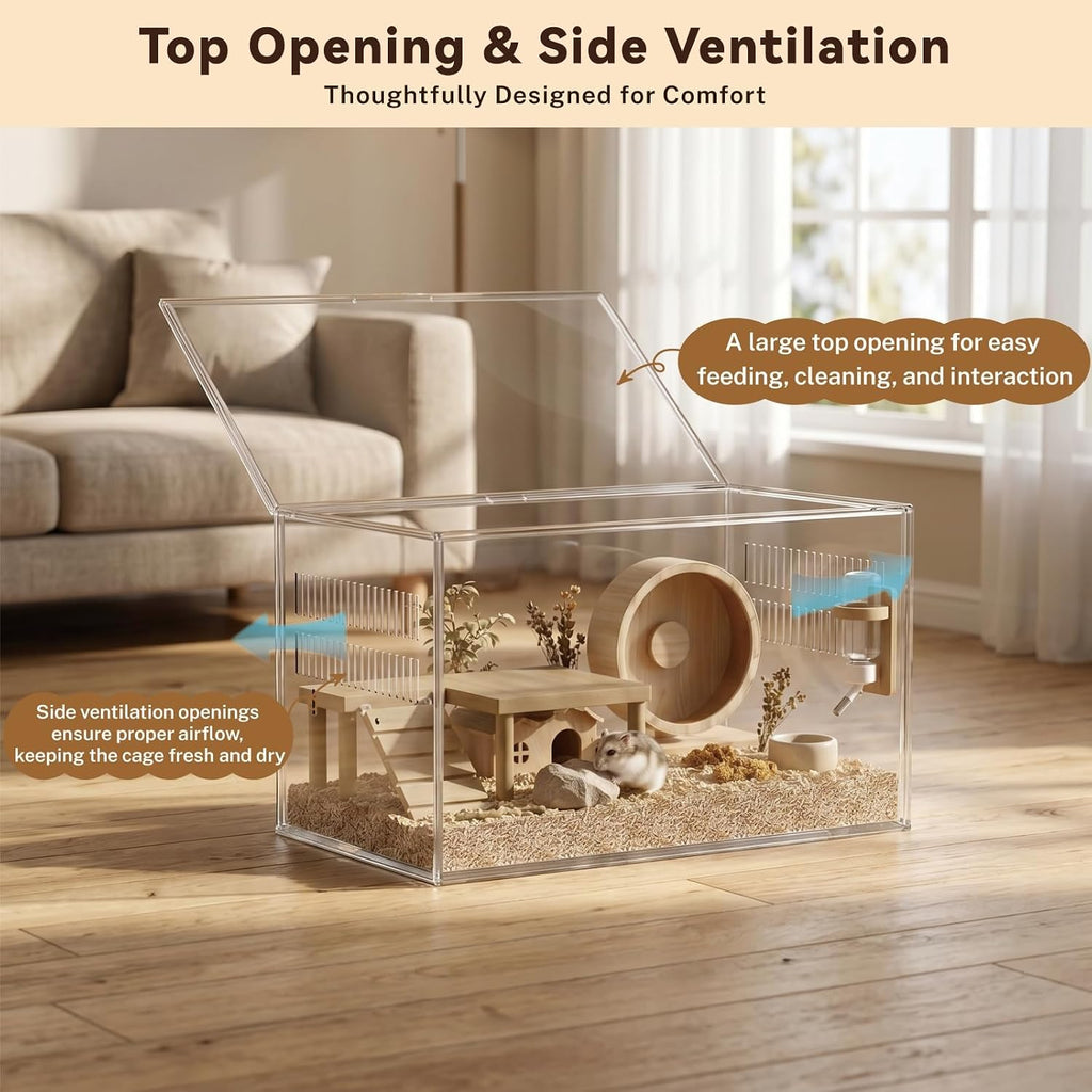 STILLCOVE Transparent Hamster Cage, 2-Tier - GlobalHabitat Supply