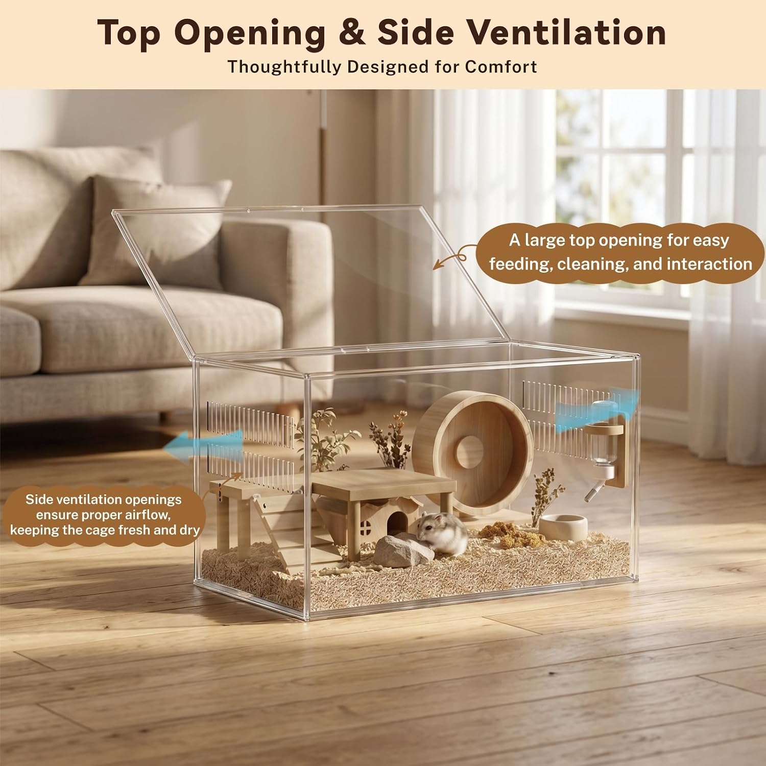 STILLCOVE Transparent Hamster Cage, 2-Tier - GlobalHabitat Supply