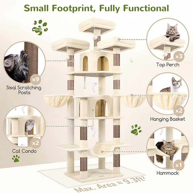 Globlazer Big Cat Tower for Indoor Cats, 80inch Cat Tower for Multiple Adult - Image 4