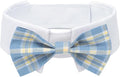 Segarty Dog Bow Tie Neck Girth 10.2-12.6in, Adjustable Blue Plaid Bowtie Collar by Segarty