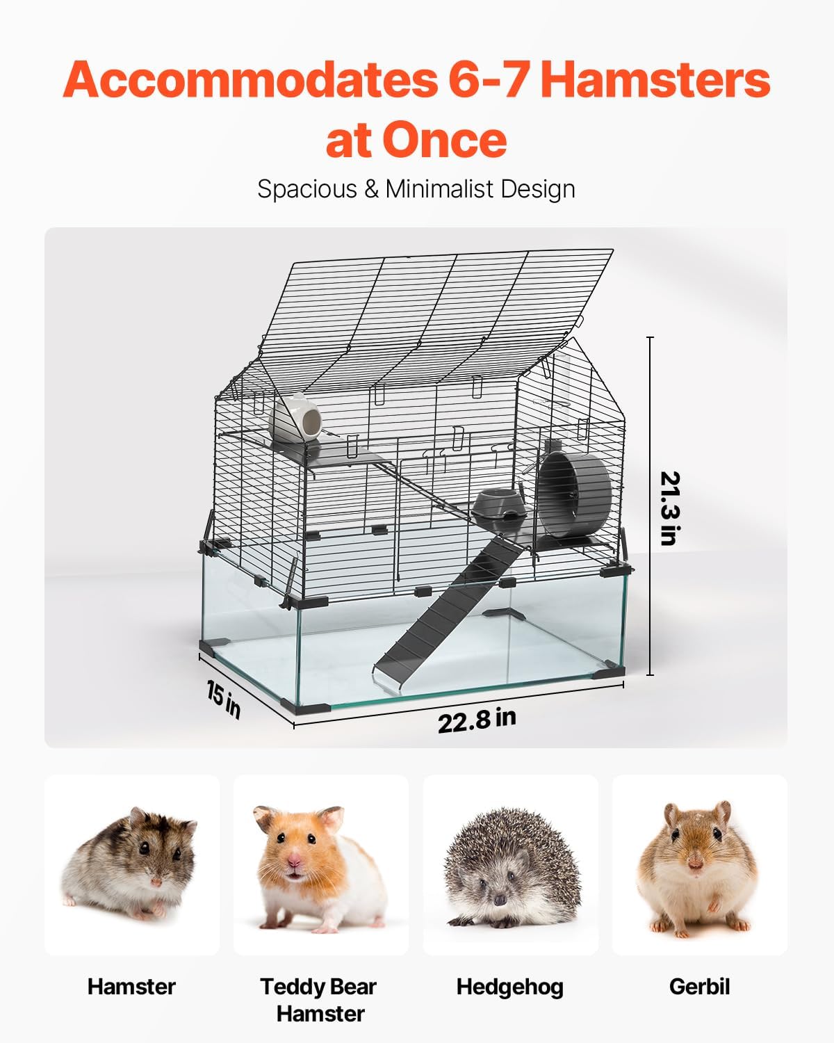 VEVOR Hamster Cage, 22.8 x 15 x 21.3 in - GlobalHabitat Supply