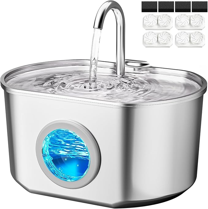 Cat Water Fountain Stainless Steel: 74oz/2.2L Cat Fountain by Neareal