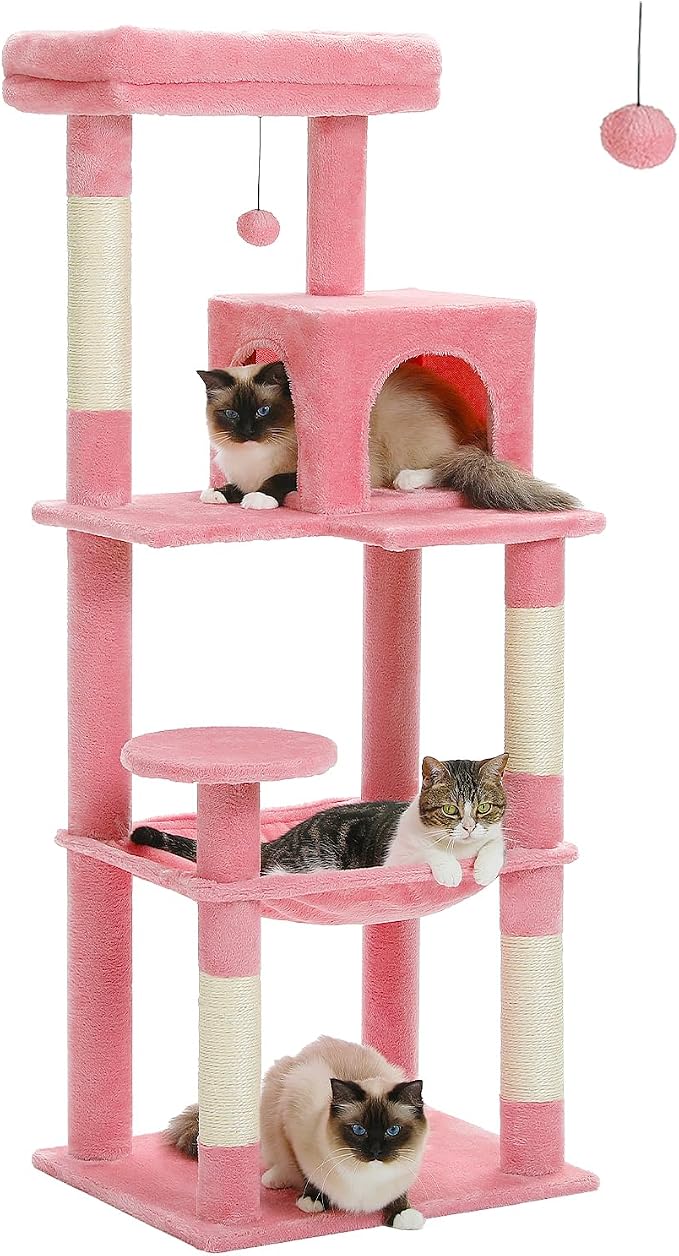 Cat Tree for Large Cats with Metal Plush Big Hammock, 56.3" Cat Tower for by MUTTROS