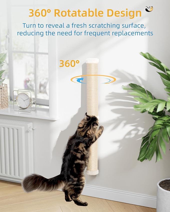 68" Cat Wall Scratcher, 2-Pcs of 34inch Tall Sisal Scratching Posts, Wall - Image 5