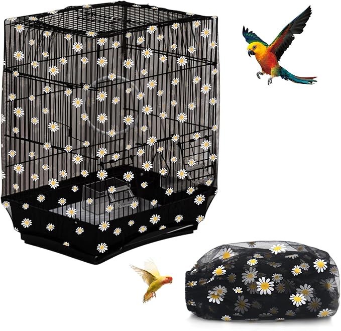 Bird Cage Seed Catcher, Seed Catcher Guard Net Cover, Parrot Nylon Mesh Net by DECKALY