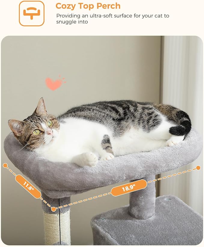 Cat Tree for Indoor Cats, 45.7" Multi-Level Cat Tower - Image 5