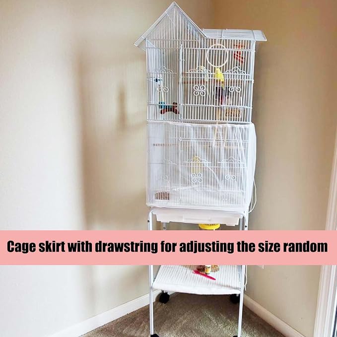 Allazone Bird Cage Seed Catcher, Large Bird Cage Cover, 75-118'' Universal - Image 5