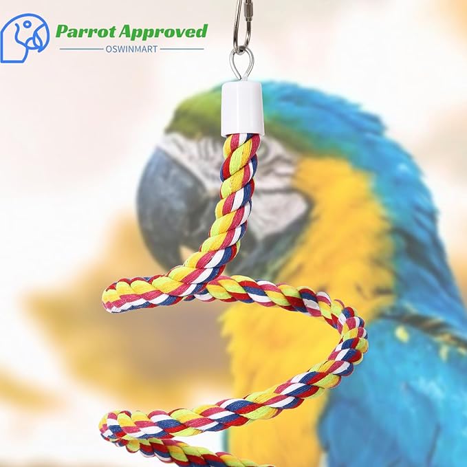 2Pcs 43'' Bird Rope Perches Birdcage Swing Toys 100% Cotton Natural Bird Perch - Image 6