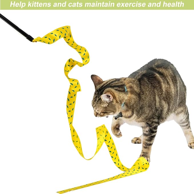 Interactive Cat Toy Wand with Crinkle, Cat Teaser Wand Rainbow String - Image 6