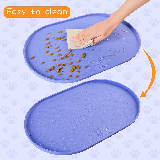 100% Waterproof 0.5" Raised Edge BPA Free Silicone Dog Food Mat, Pet Cat - Image 4