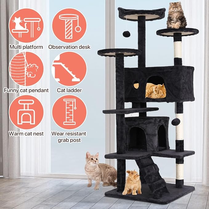 54in Cat Tree Cat Climbing Tower - Image 6